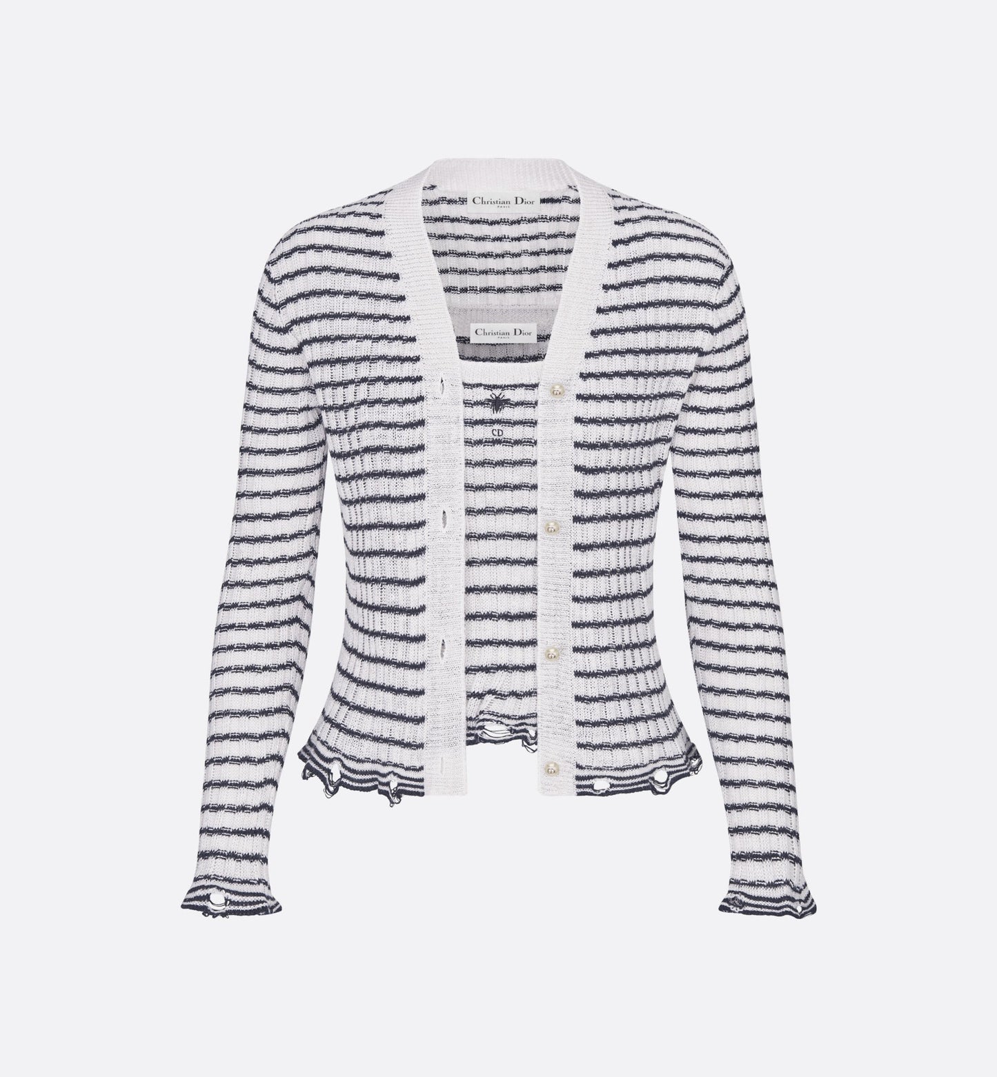 Twin-Set • White and Black Linen, Cashmere and Silk Ribbed Knit