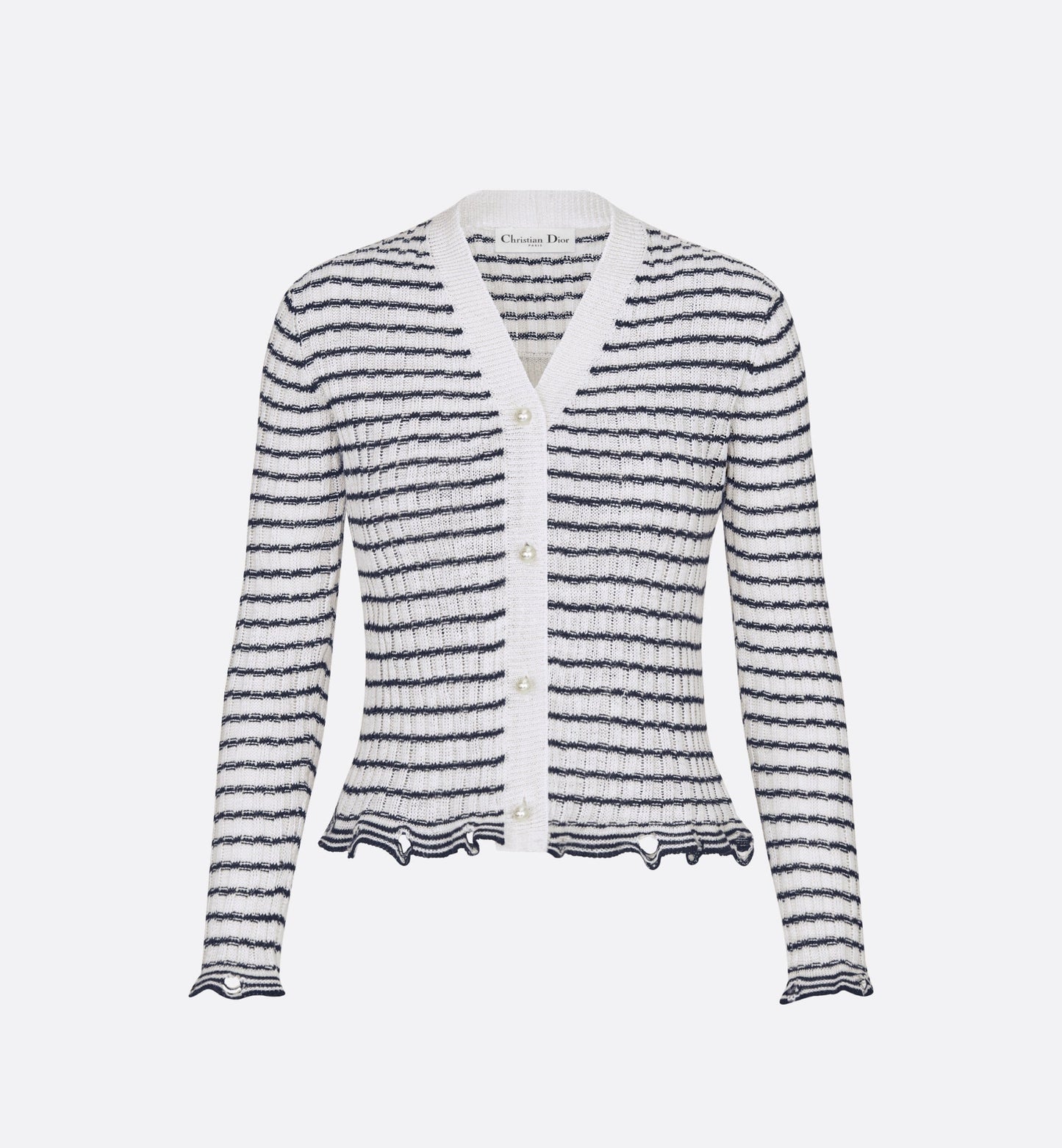 Twin-Set • White and Black Linen, Cashmere and Silk Ribbed Knit