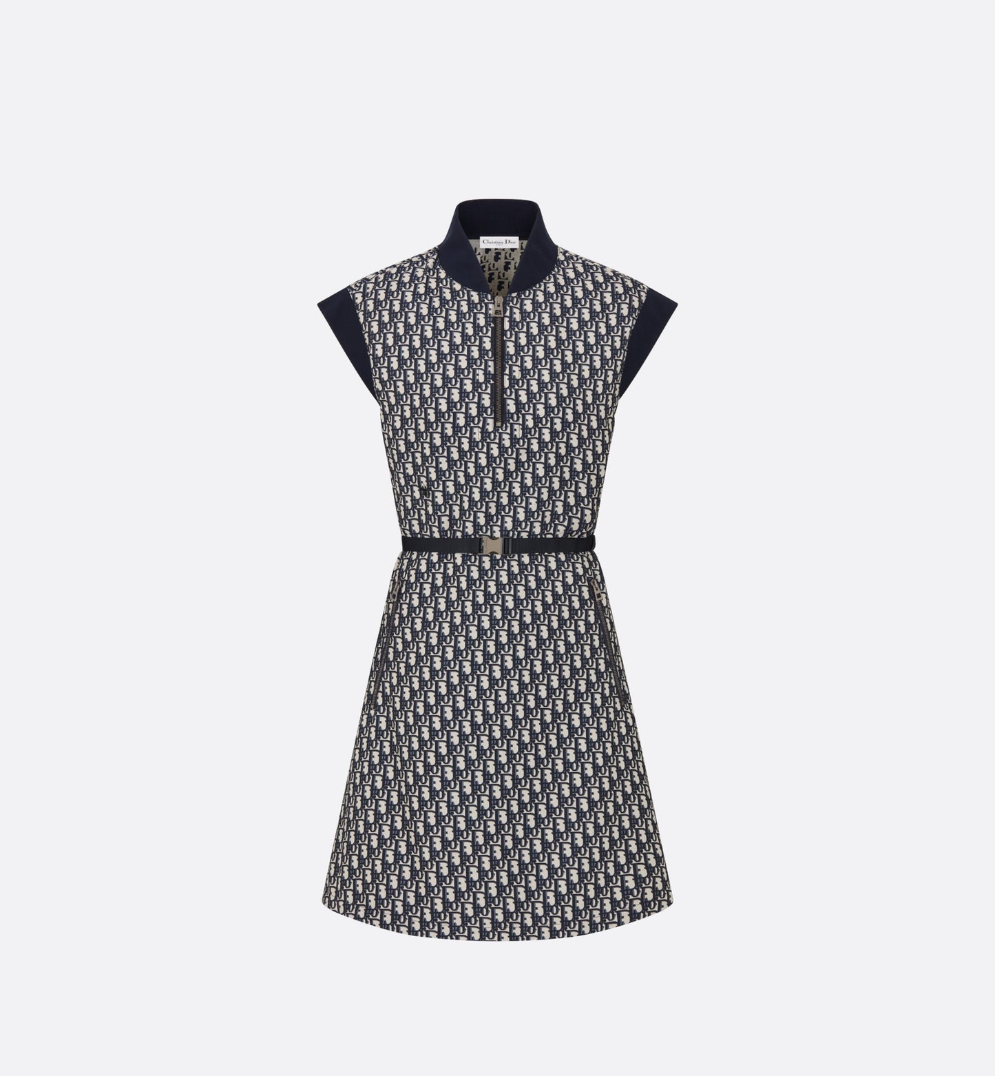 Belted Dress • Blue Technical Taffeta Jacquard with Dior Oblique Motif