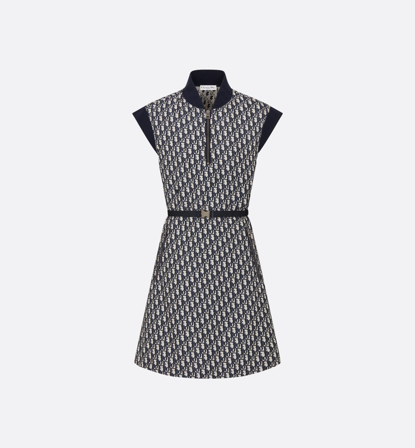 Belted Dress • Blue Technical Taffeta Jacquard with Dior Oblique Motif