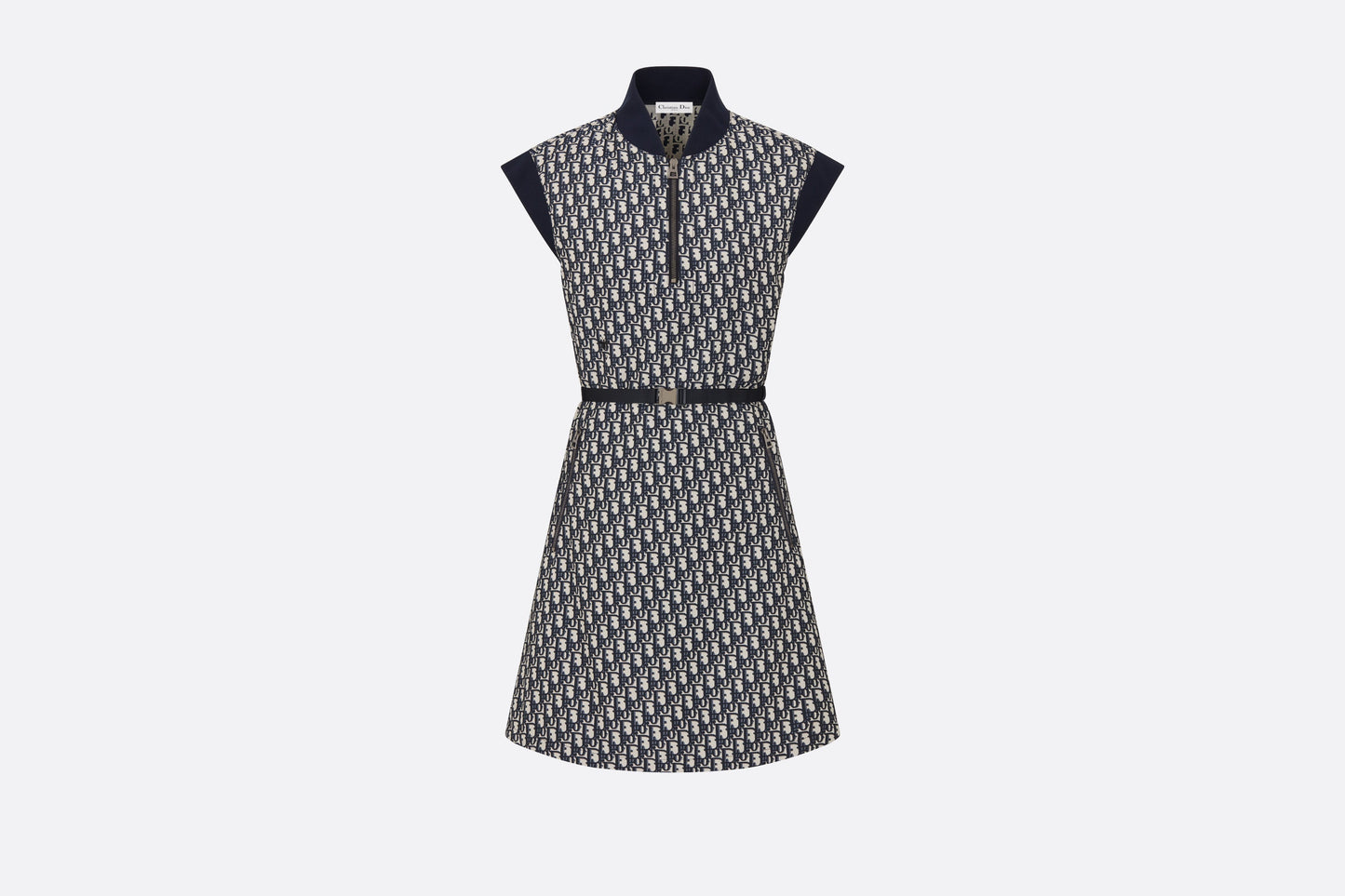 Belted Dress • Blue Technical Taffeta Jacquard with Dior Oblique Motif