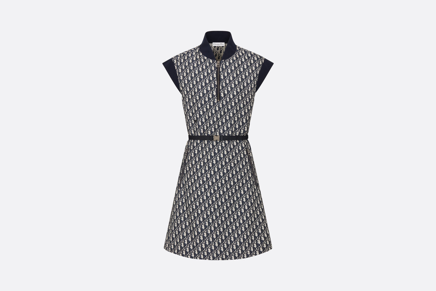 Belted Dress • Blue Technical Taffeta Jacquard with Dior Oblique Motif