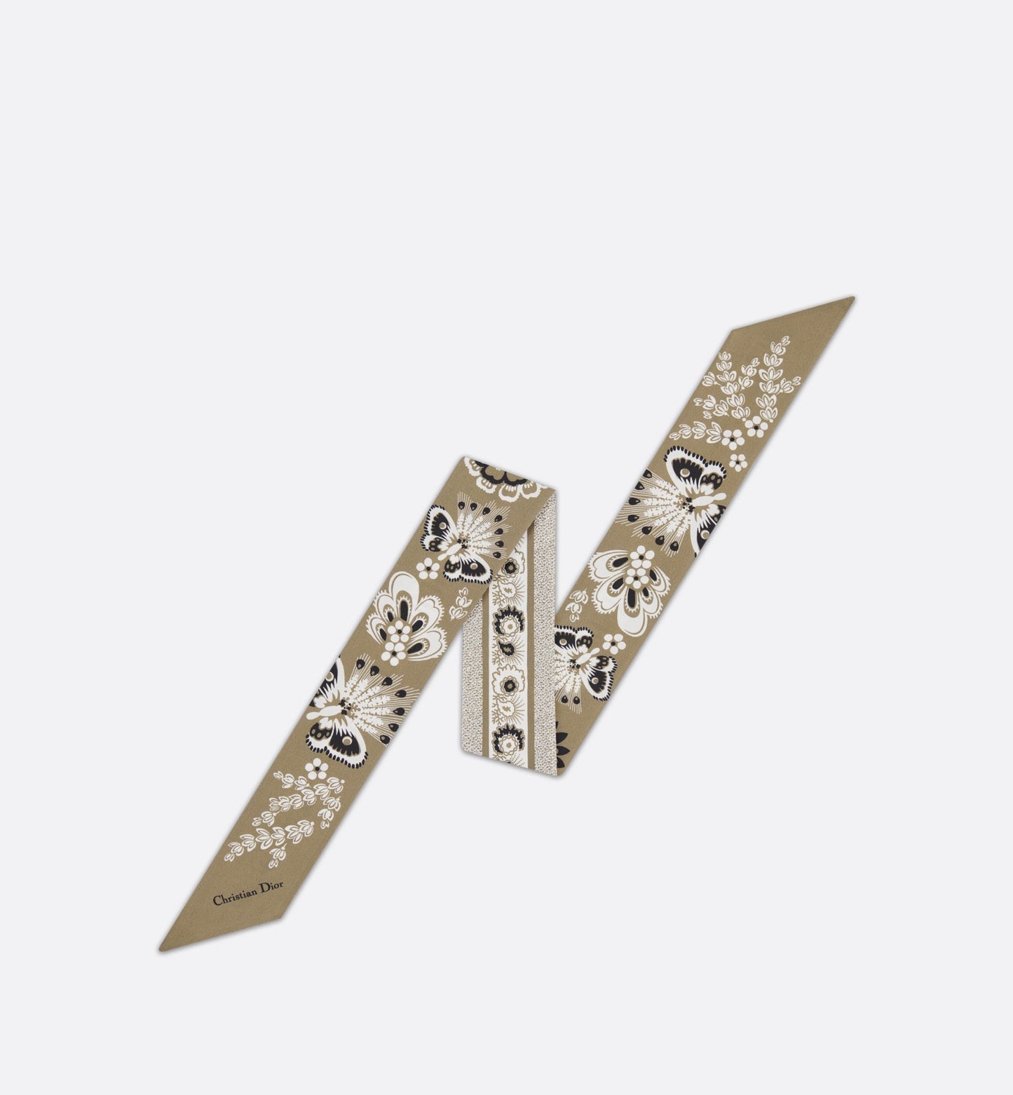 Butterfly Bandana Mitzah Scarf • Beige Multicolor Silk Twill