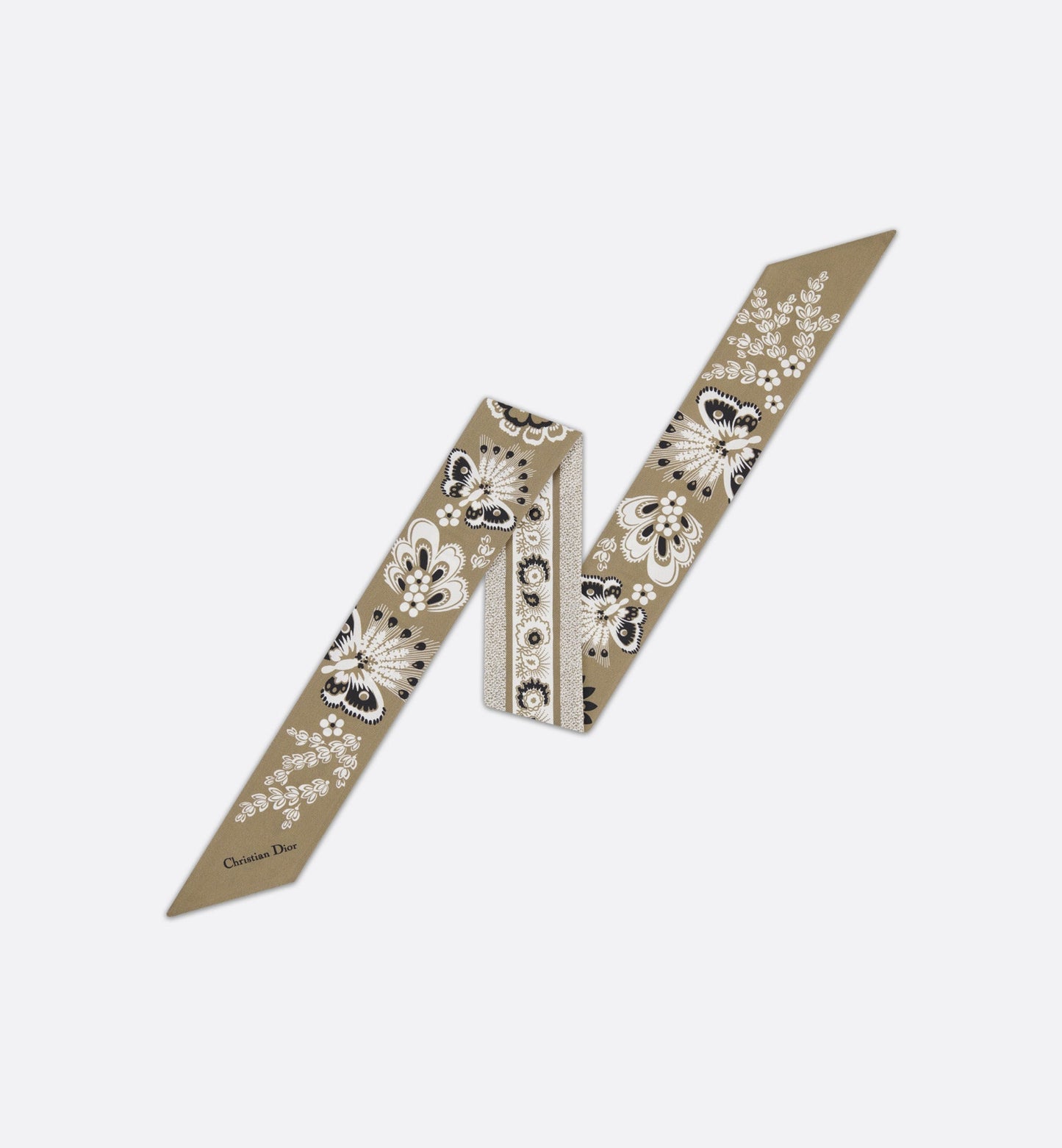 Butterfly Bandana Mitzah Scarf • Beige Multicolor Silk Twill