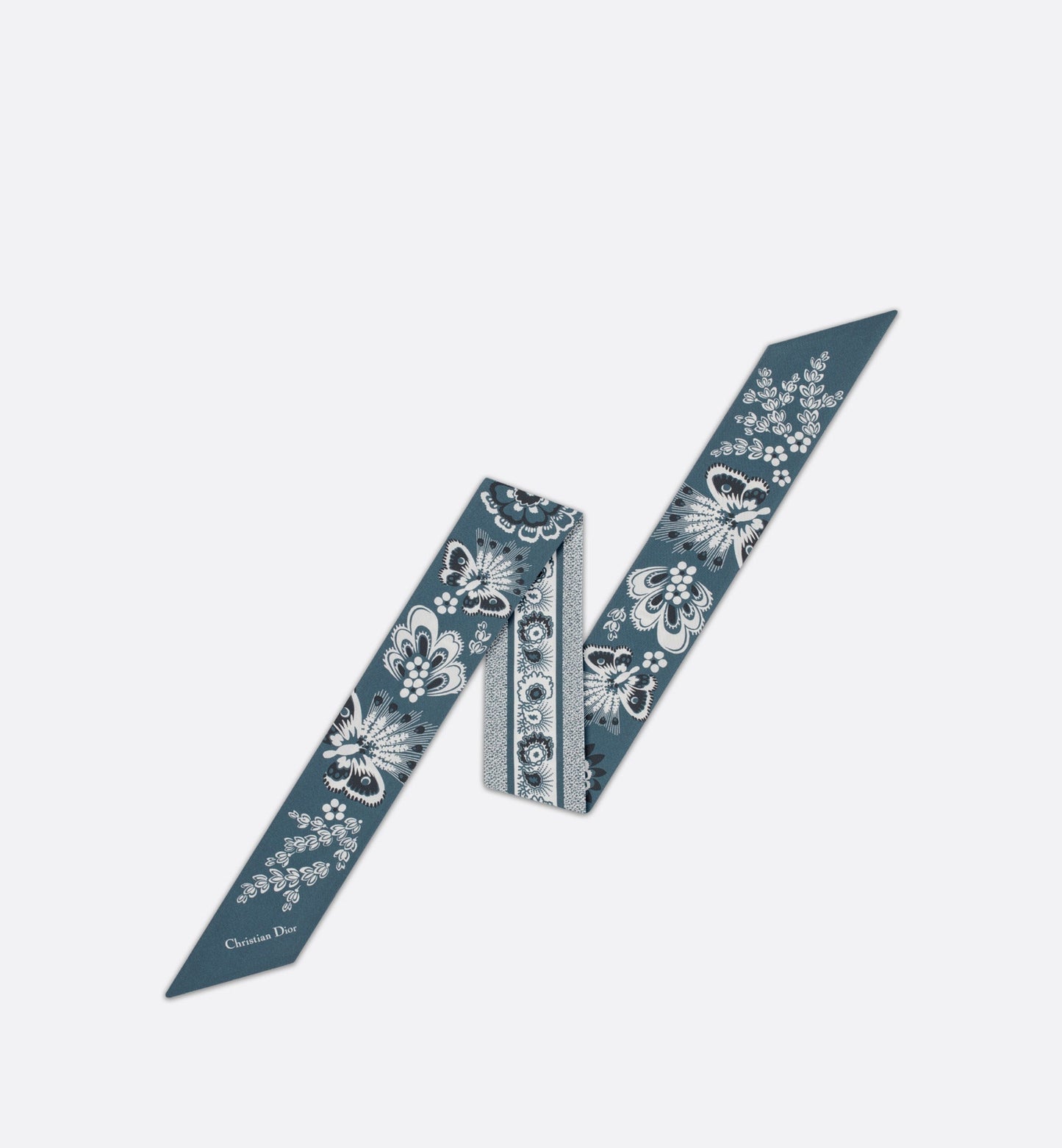 Butterfly Bandana Mitzah Scarf • Denim Blue Multicolor Silk Twill