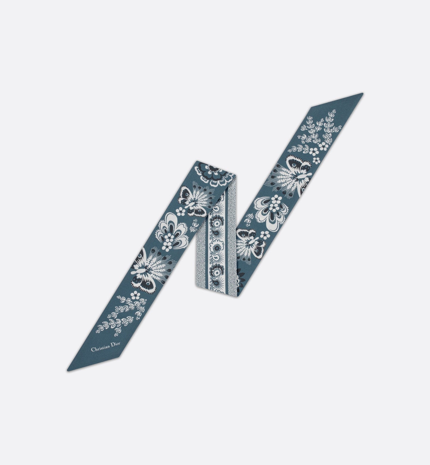 Butterfly Bandana Mitzah Scarf • Denim Blue Multicolor Silk Twill