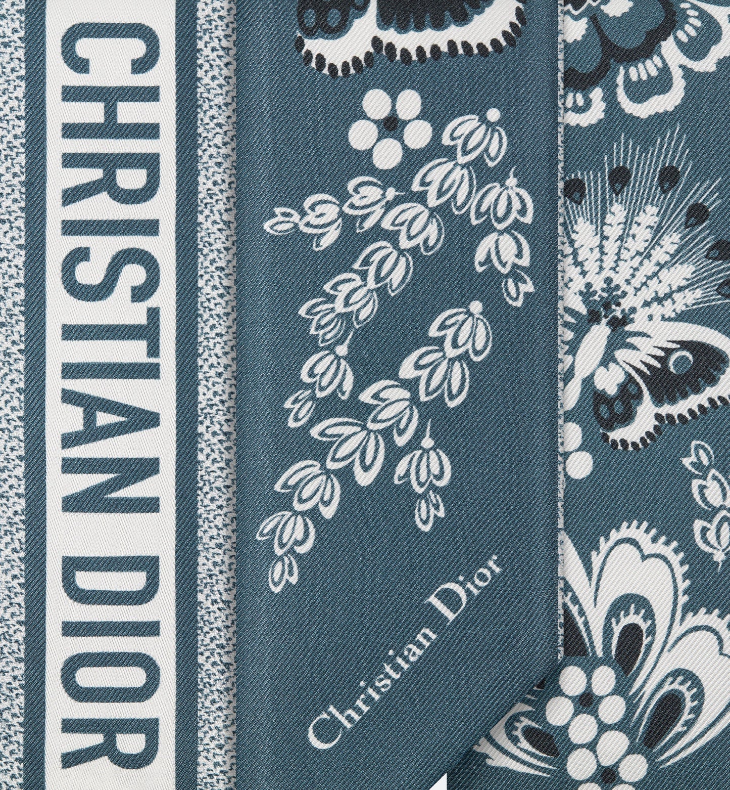 Butterfly Bandana Mitzah Scarf • Denim Blue Multicolor Silk Twill