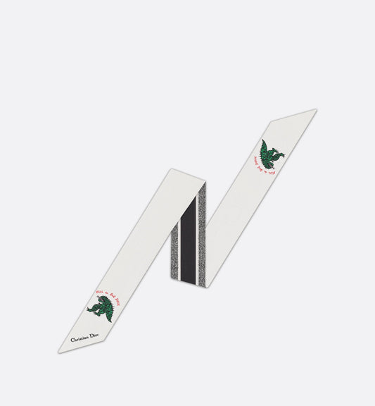 Niki de Saint Phalle Dragon Mitzah Scarf • White Multicolor Silk Twill