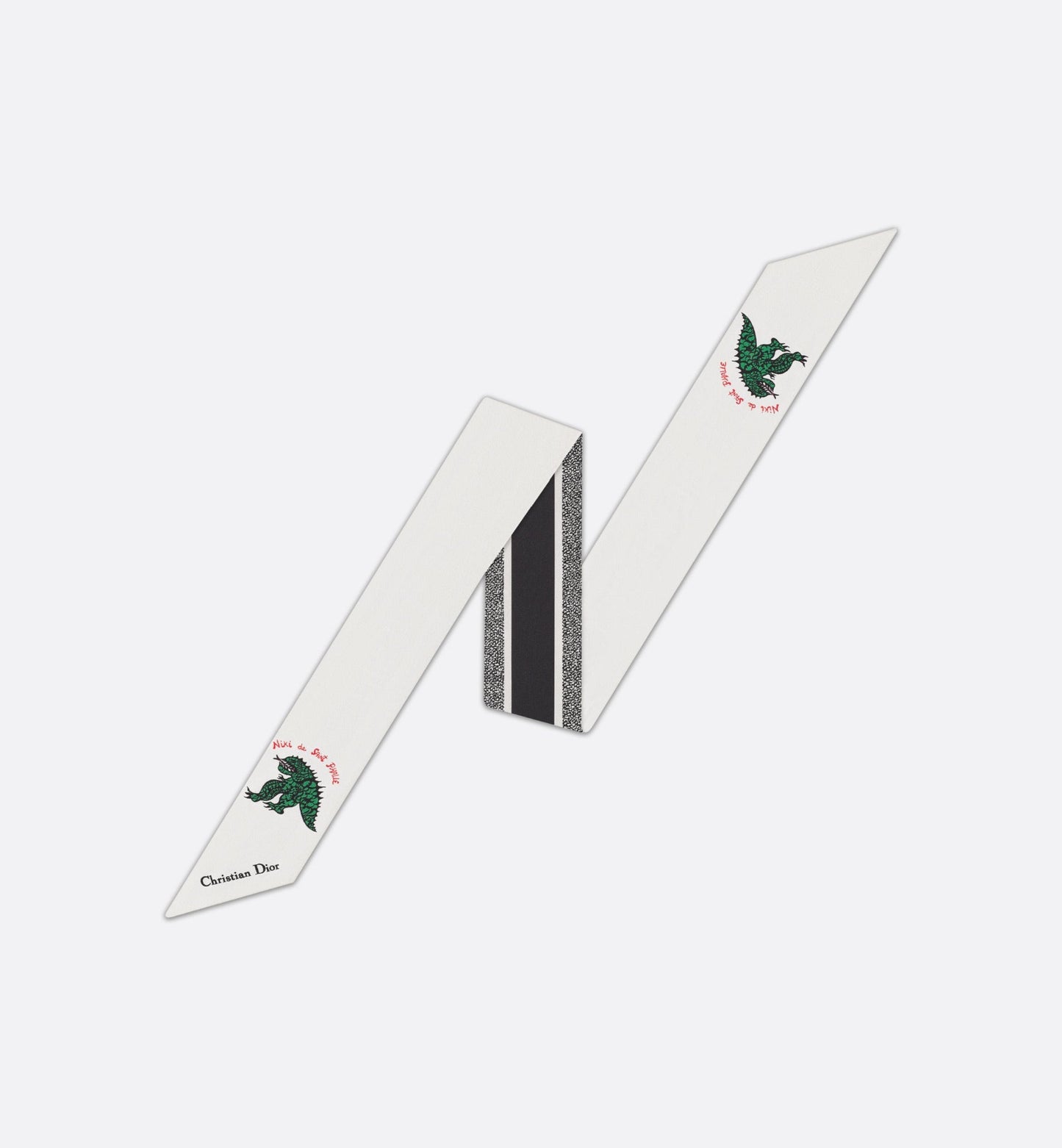 Niki de Saint Phalle Dragon Mitzah Scarf • White Multicolor Silk Twill