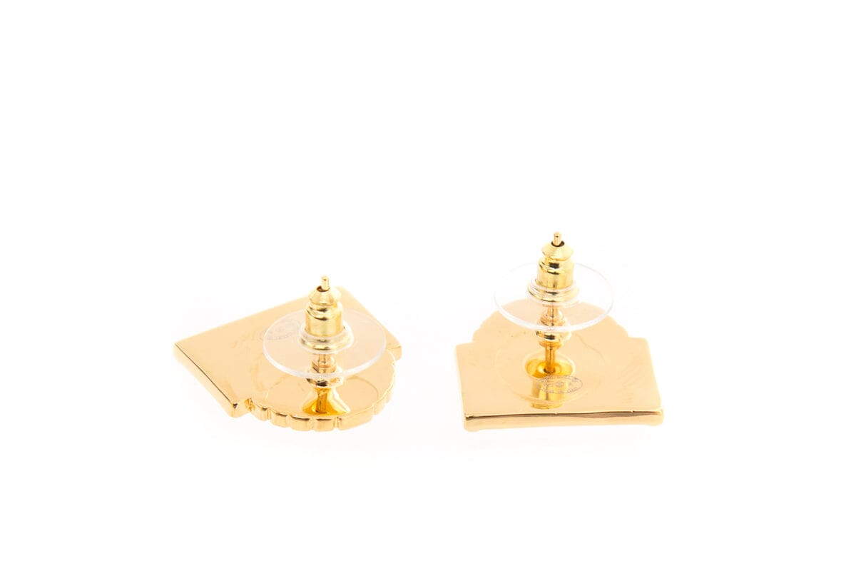 Chanel 2022 Gold Rue Cambon Stud Earrings