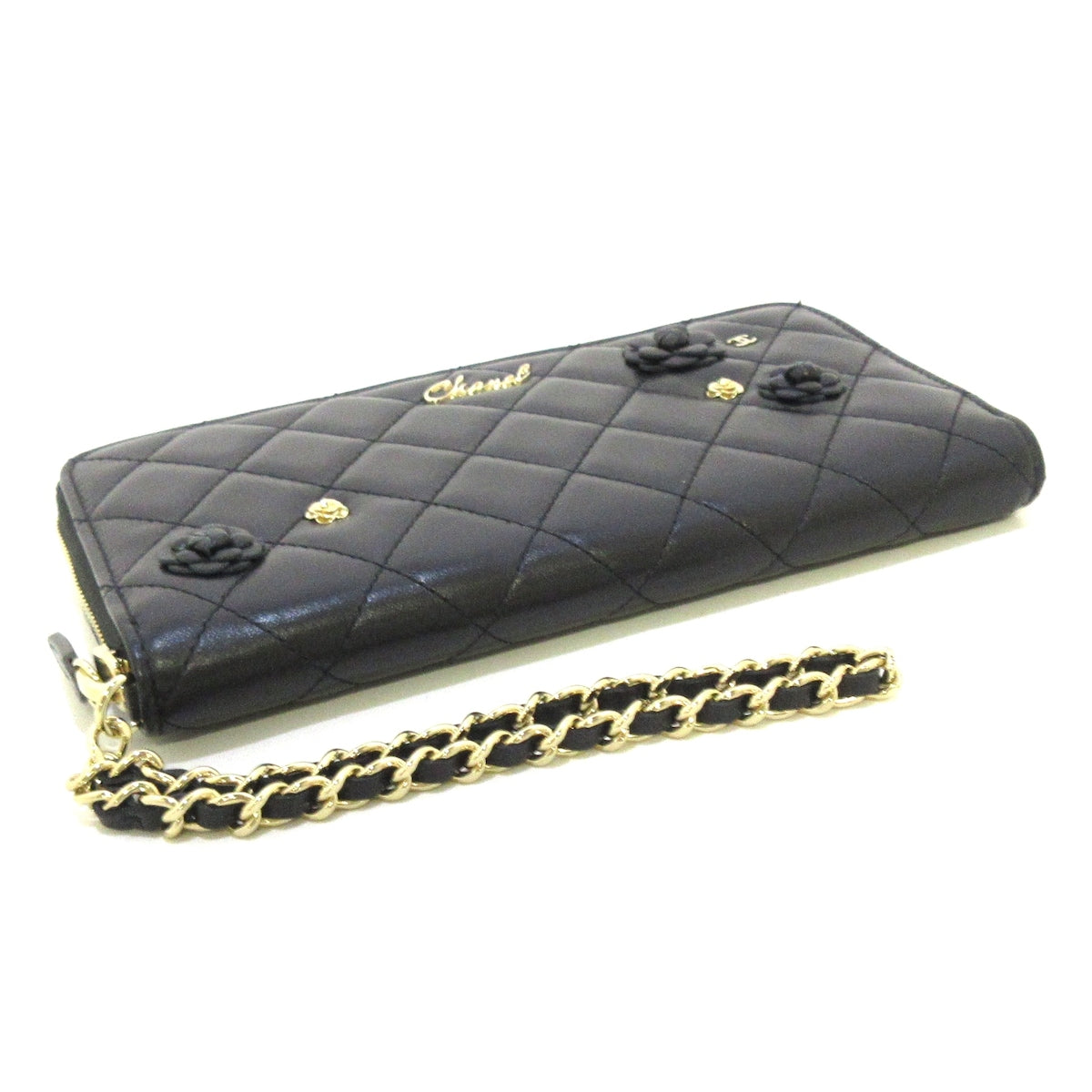Chanel Black Leather Camellia wallet accessories