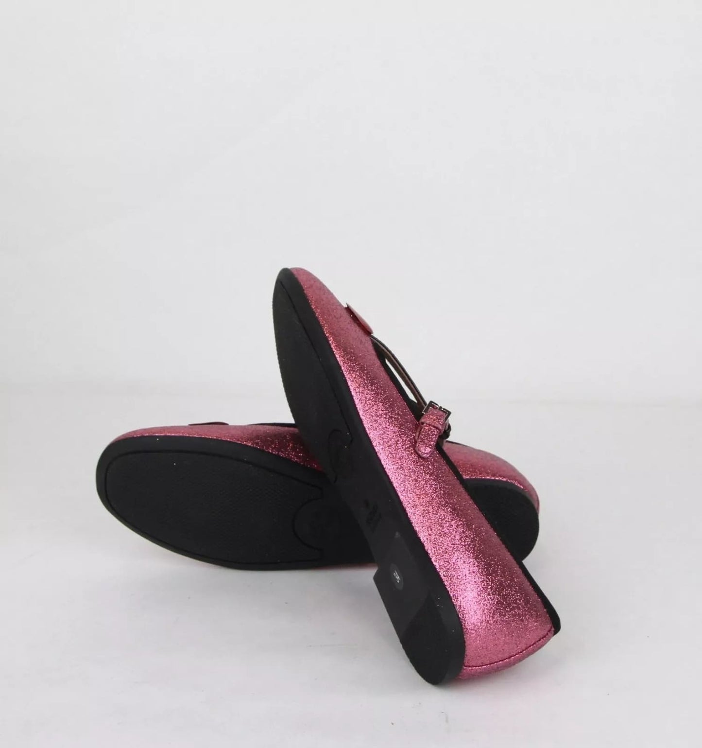 Gucci Girl Junior Pink Shimmer Fabric Ballet Flats w/Hearts 35