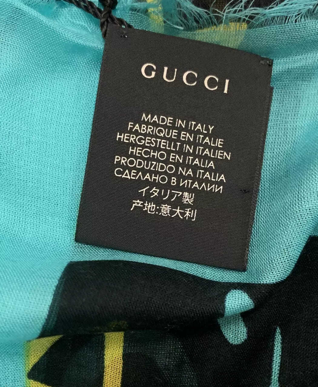 Gucci Ghost Black Blue GG Star Modal Silk Large Scarf Shawl w/Box