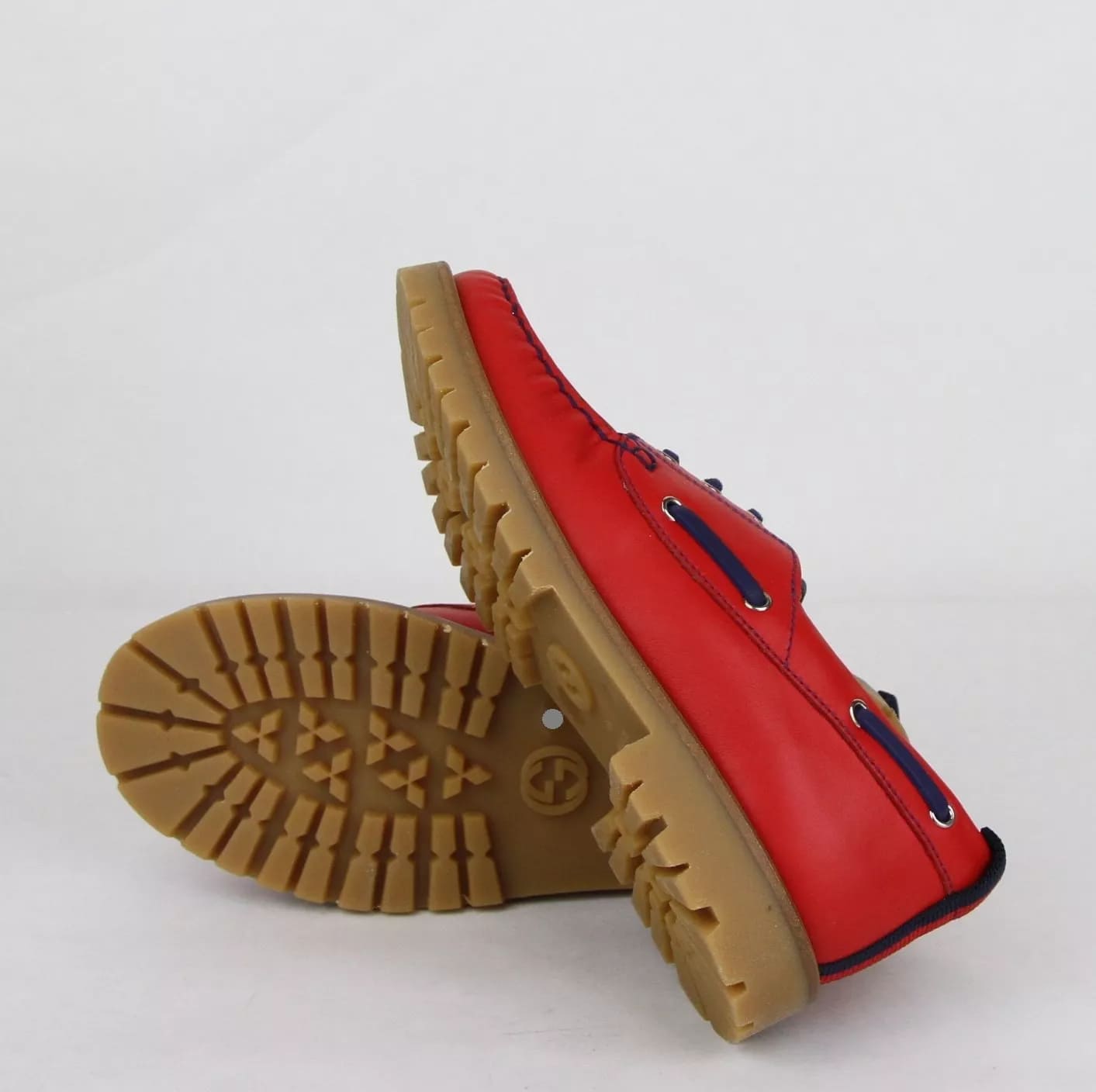 Gucci Boy Toddler Red Leather Loafer w/Blue Animal Print 24/US 8 455435 6573