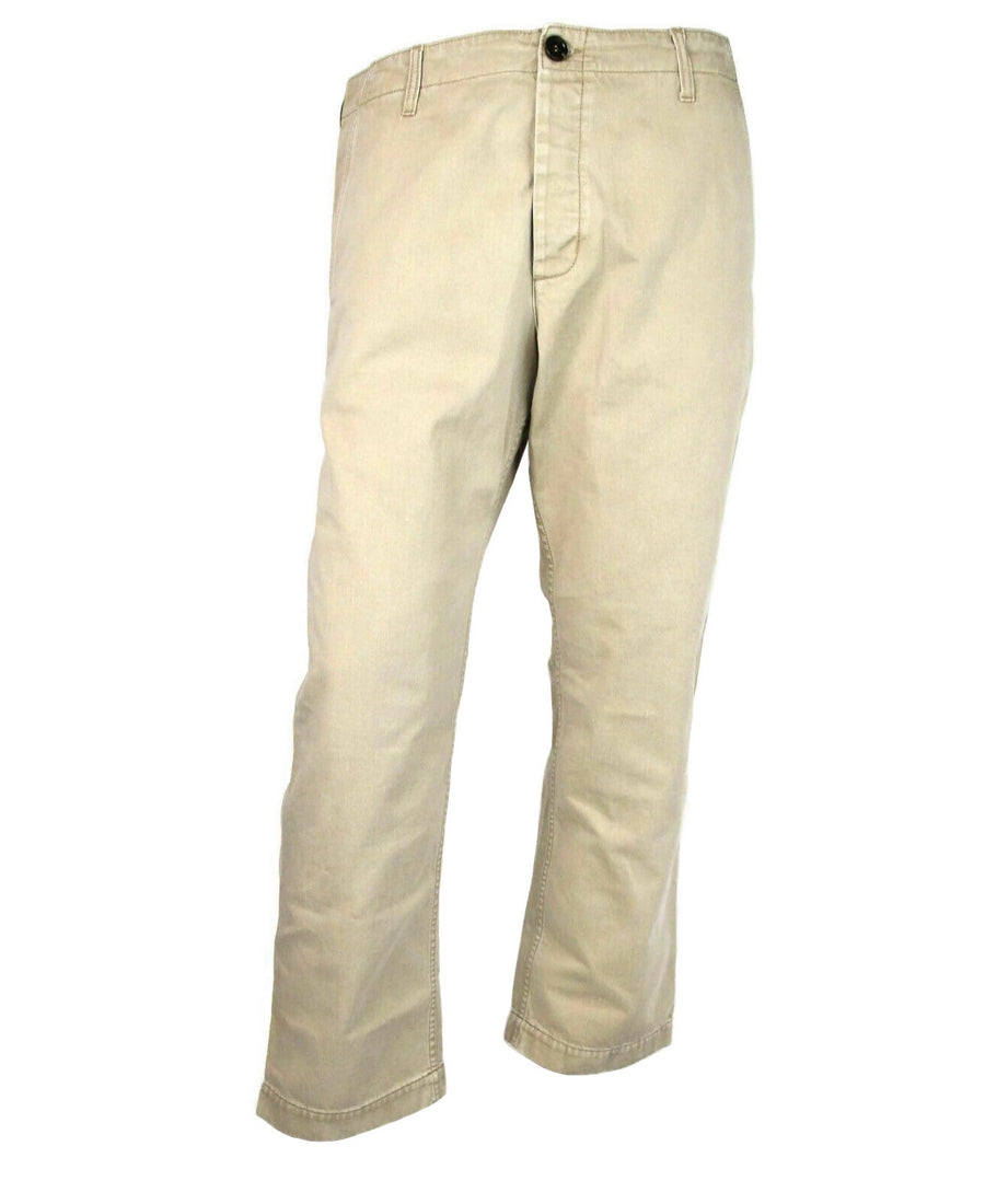 Gucci Men's Light Brown Washed Cotton Pant With Gucci Print on Back 489281 2028