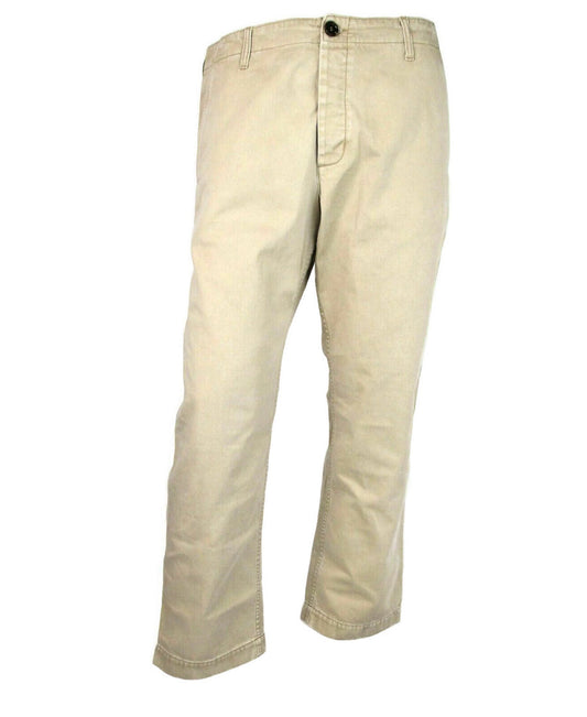 Gucci Men's Light Brown Washed Cotton Pant With Gucci Print on Back 489281 2028