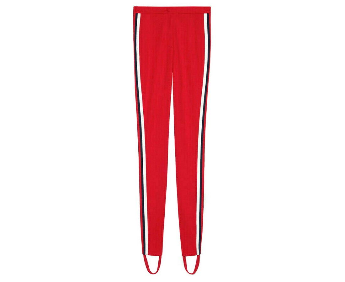 Gucci Women's Sylvie Red Legging Stirrup With BRB Web Stripe Pant (Small)