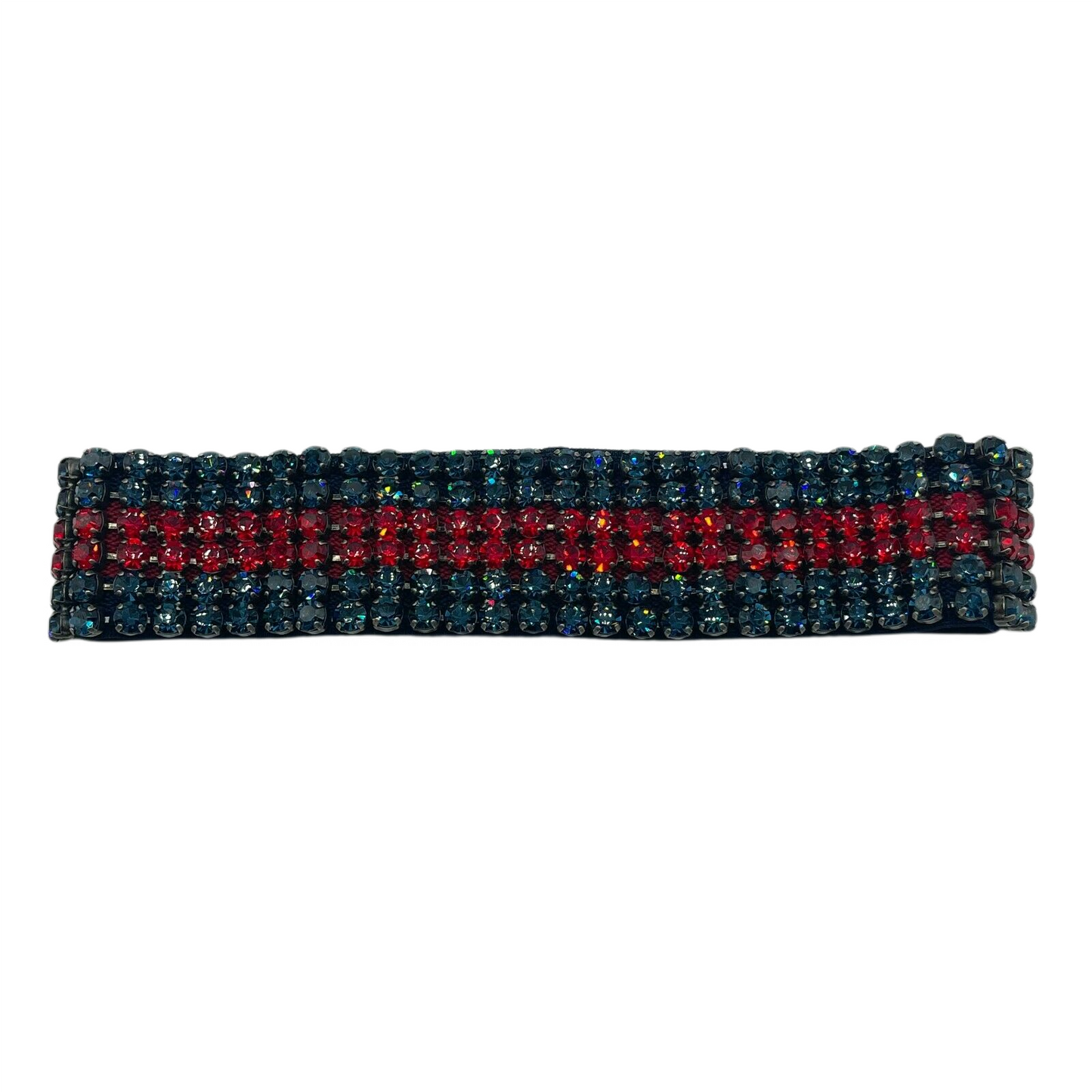 Gucci Women's Blue/Red Web Elastic Headband with Crystals M/57