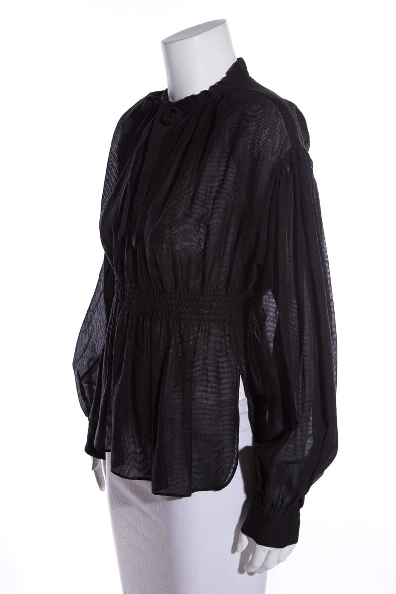 Chanel Black L/S Peasant Blouse SZ 36