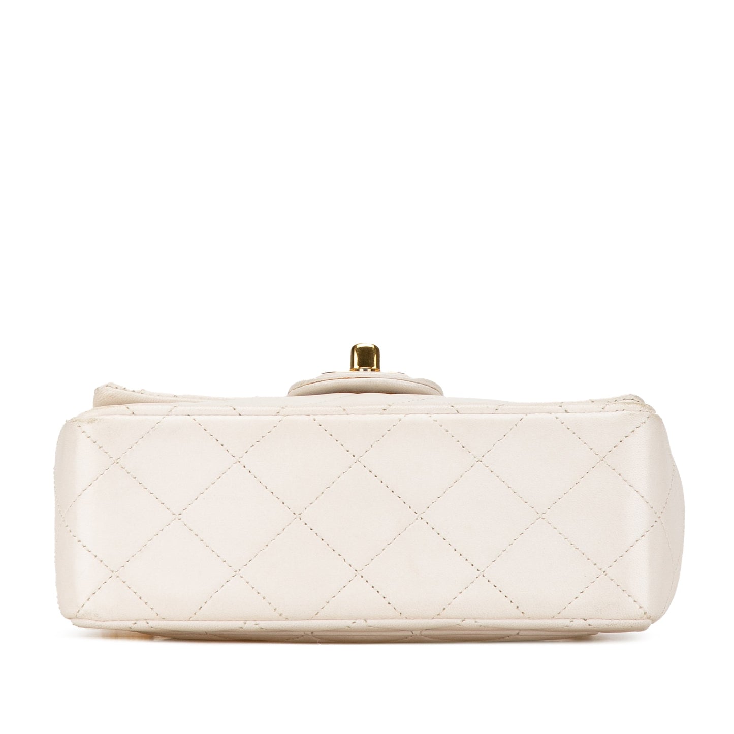 White Chanel Mini Square Classic Lambskin Single Flap Crossbody Bag