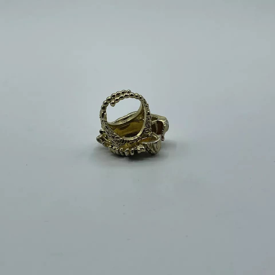 Gucci Women's Bronze Rajah Tiger Head Ring with Crystals