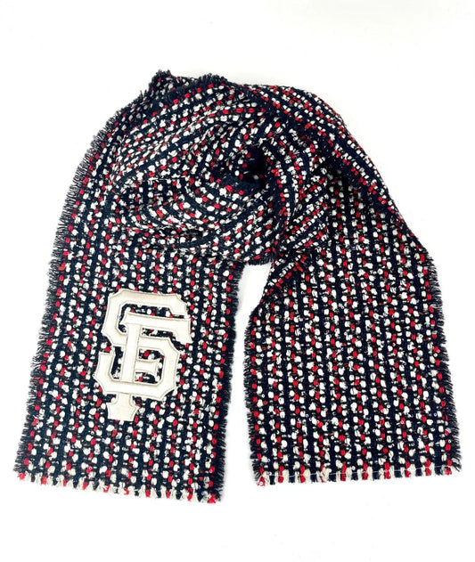 New Gucci SF Giant Blue Red Ivory Wool Blend Long Scarf