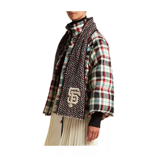 New Gucci SF Giant Blue Red Ivory Wool Blend Long Scarf