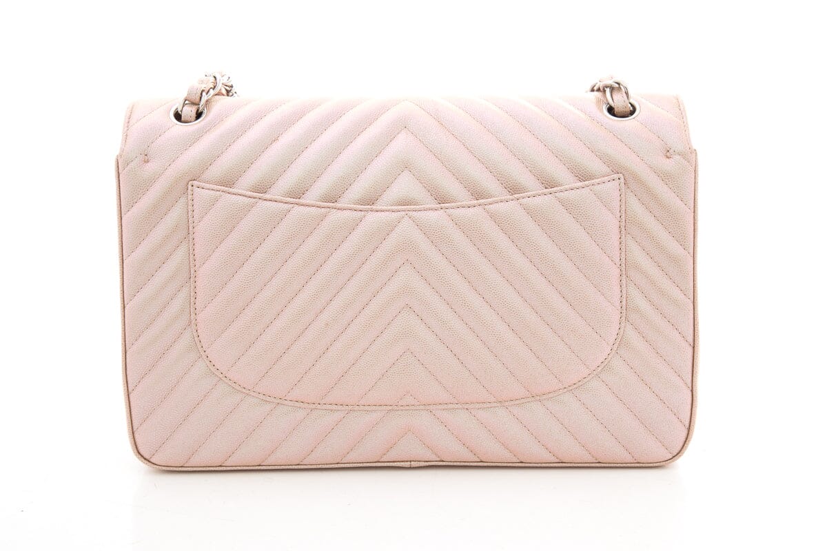 Chanel 2017 Jumbo Pink Iridescent Caviar Togo Leather Handbag