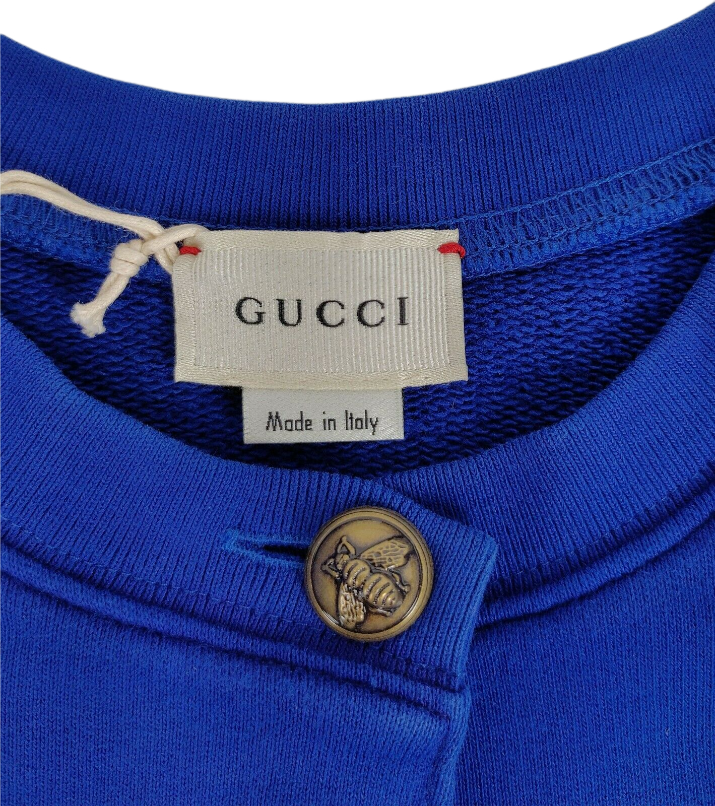 Gucci Kids Royal Blue Dye Cotton Button-up Sweatshirt 10 Women XS to S