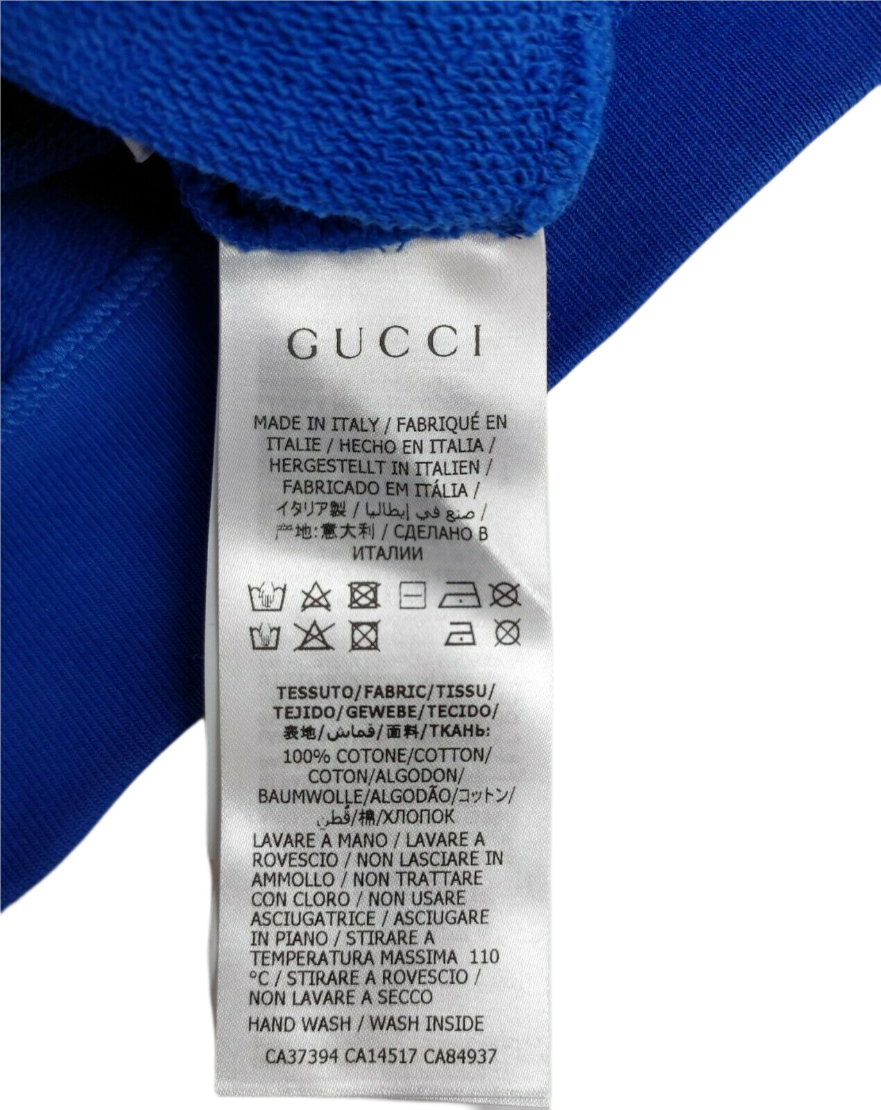 Gucci Kids Royal Blue Dye Cotton Button-up Sweatshirt 10 Women XS to S