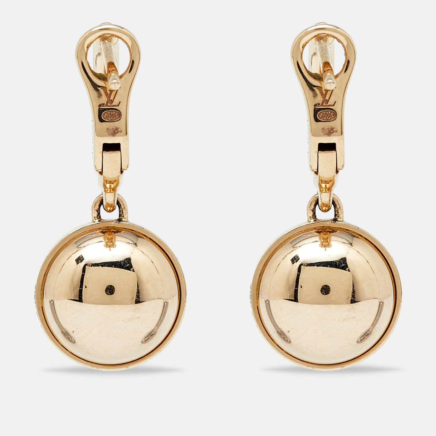 Louis Vuitton Blossom Diamond Two Tone 18K  Dangle Earrings