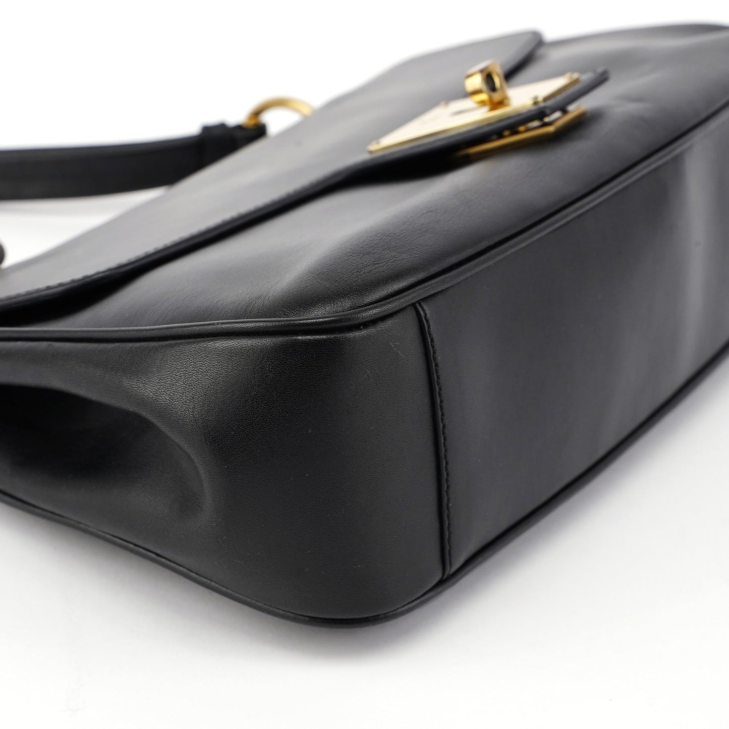 Black Calfskin Buckle Closure Bag