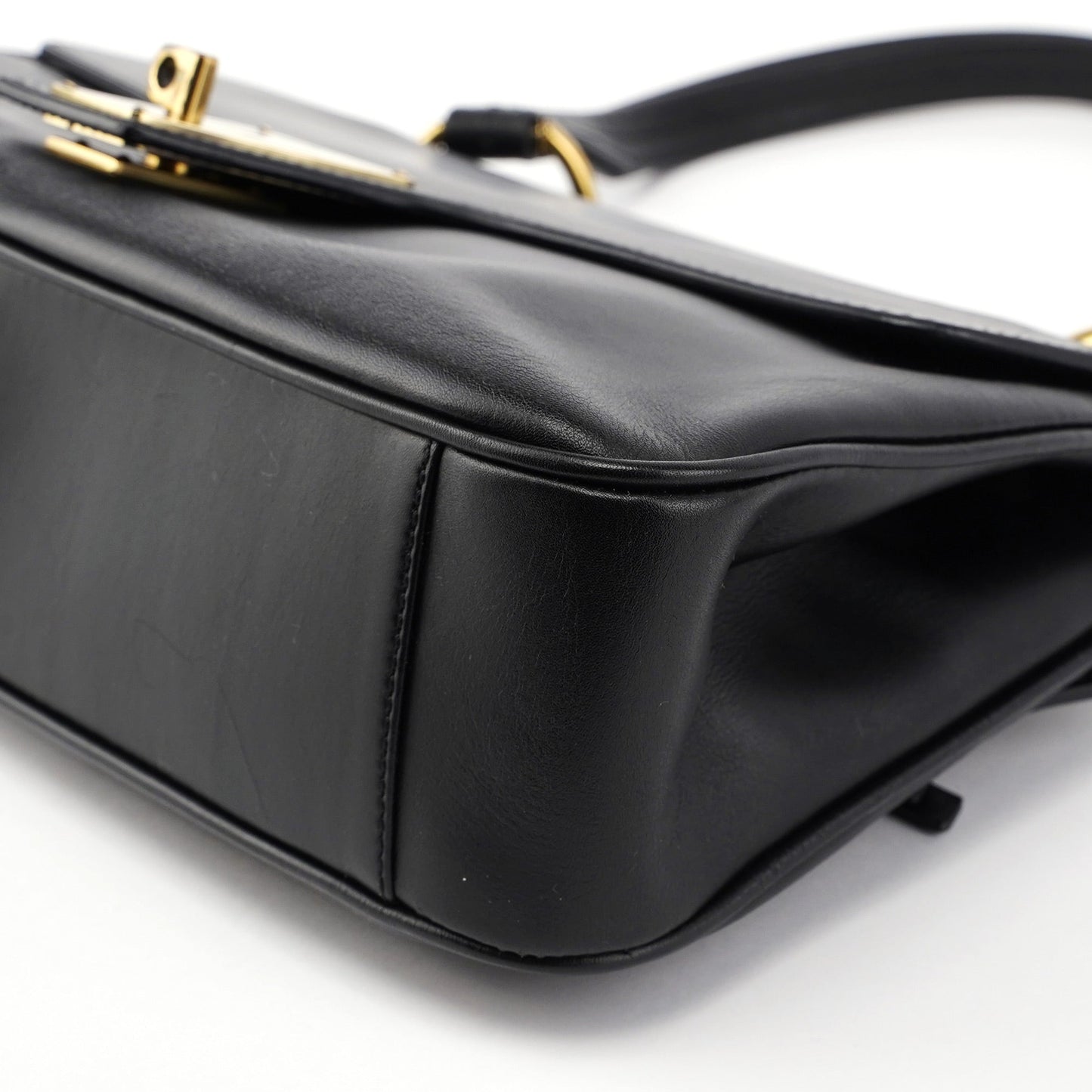 Black Calfskin Buckle Closure Bag