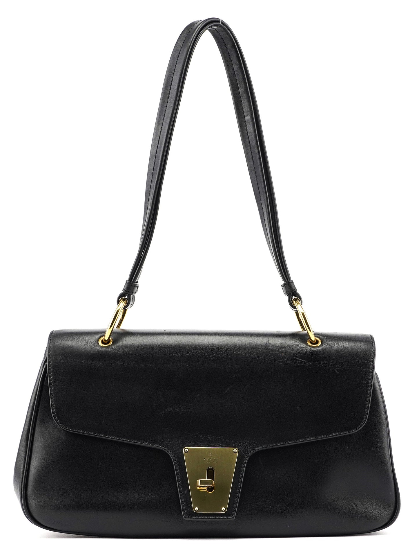Black Calfskin Buckle Closure Bag