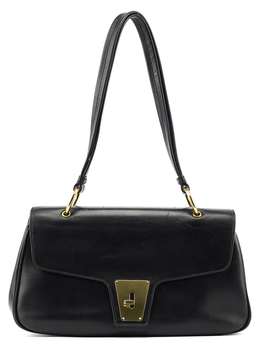 Black Calfskin Buckle Closure Bag