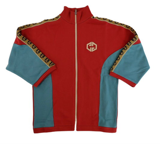 Gucci Girls Red/Blue Sports Zip-Up Kimono Sweatshirt 10 Women XS