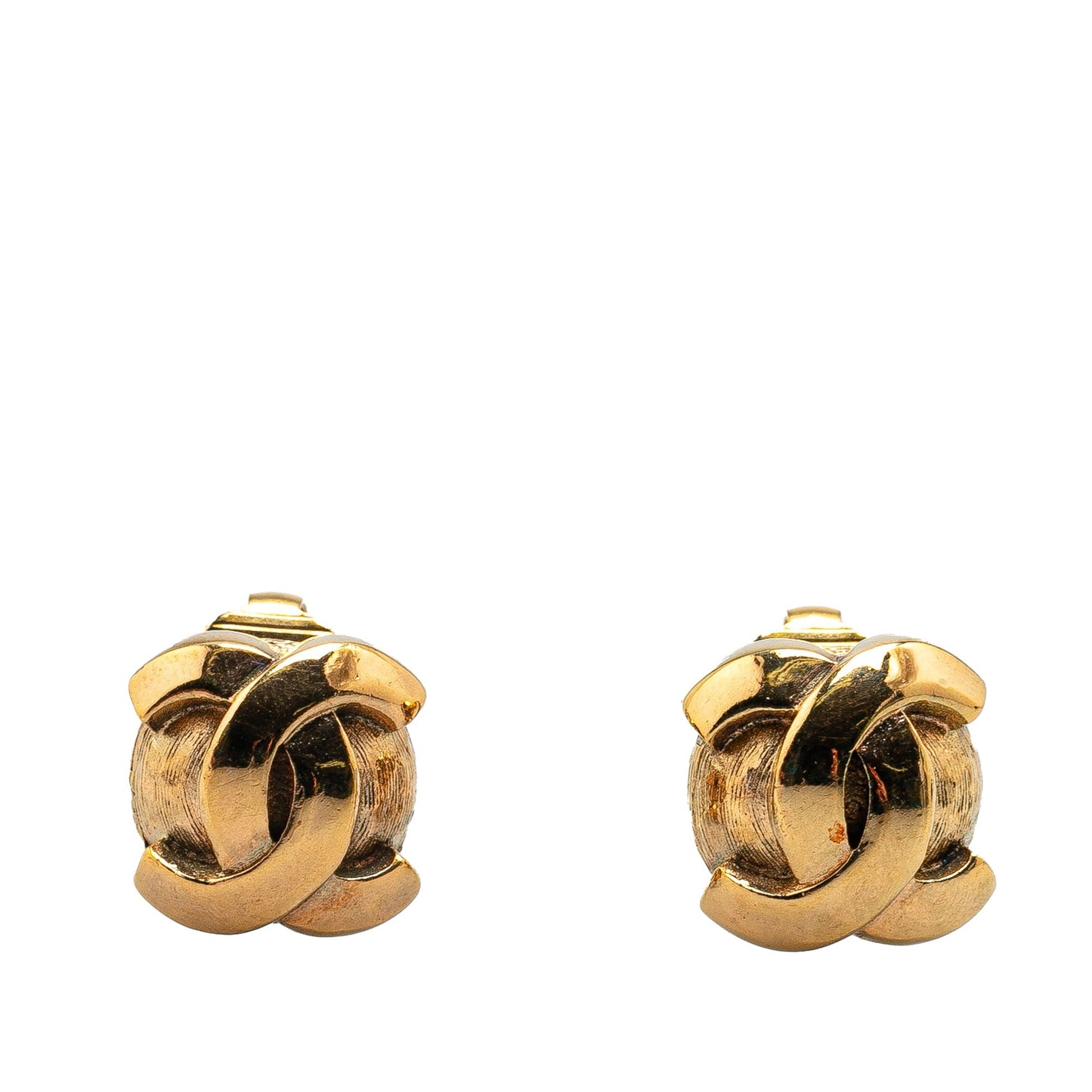 Gold Chanel Gold Plated CC Clip On Earrings