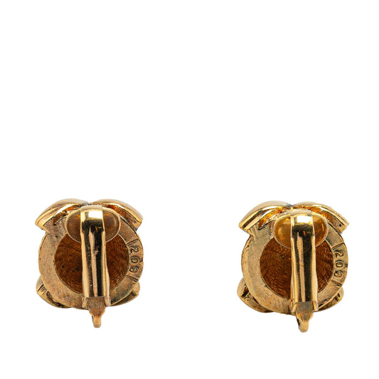 Gold Chanel Gold Plated CC Clip On Earrings