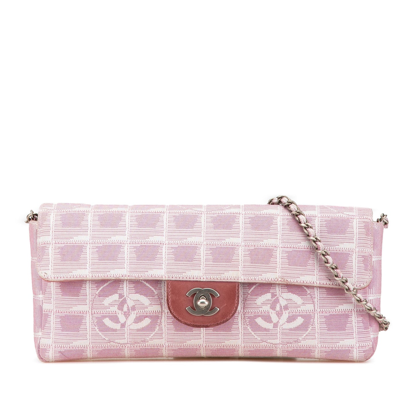 Pink Chanel Nylon New Travel Line East West Flap Shoulder Bag