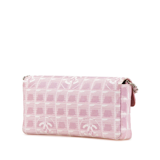 Pink Chanel Nylon New Travel Line East West Flap Shoulder Bag