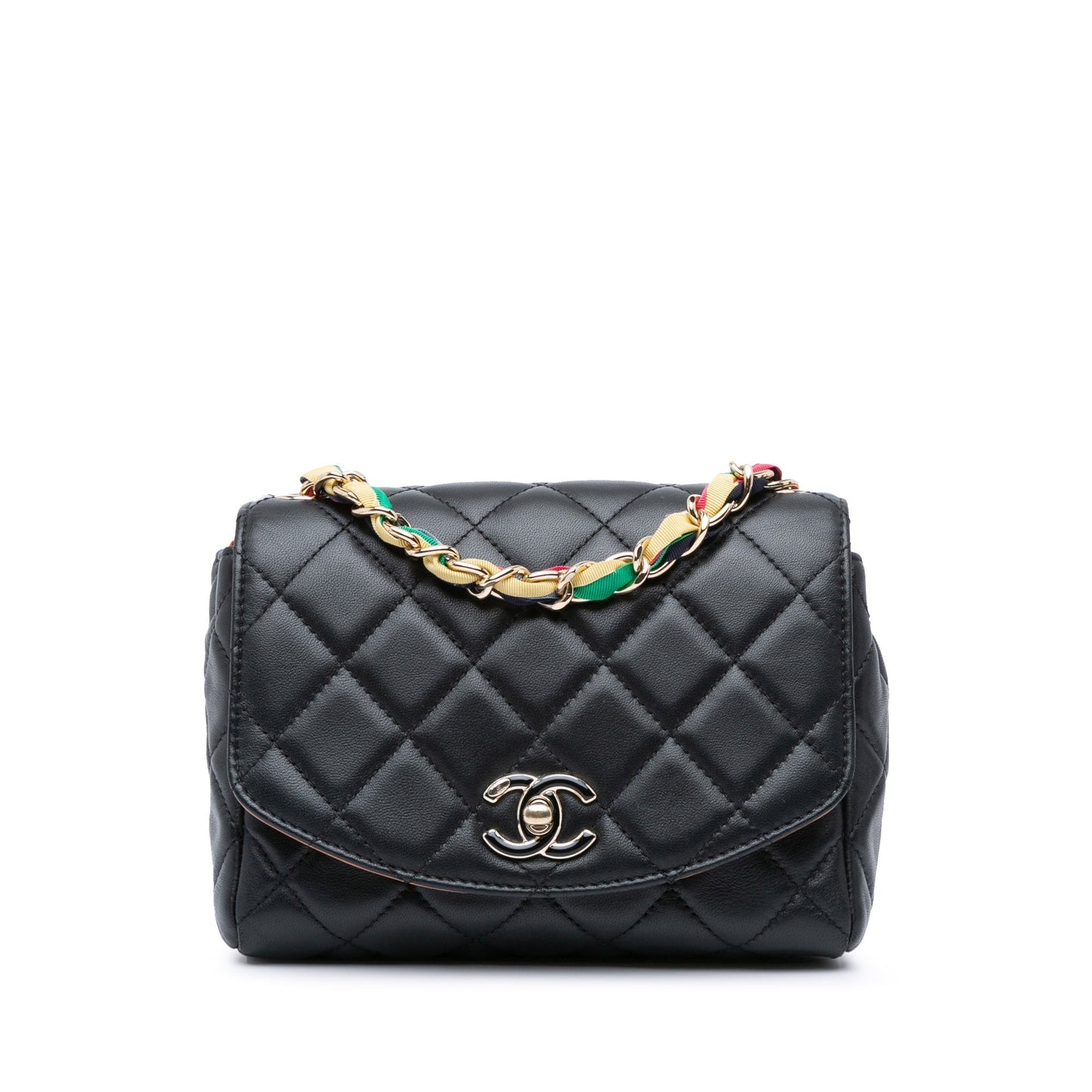 Black Chanel Small Quilted Lambskin Ribbon Flap Crossbody Bag