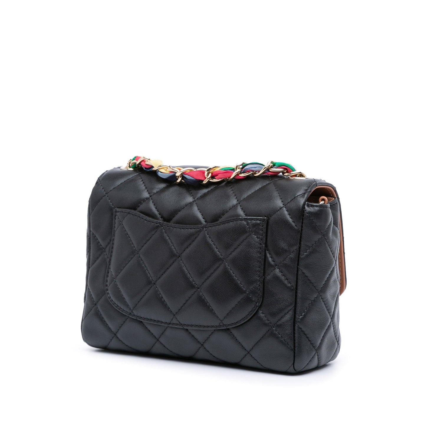 Black Chanel Small Quilted Lambskin Ribbon Flap Crossbody Bag