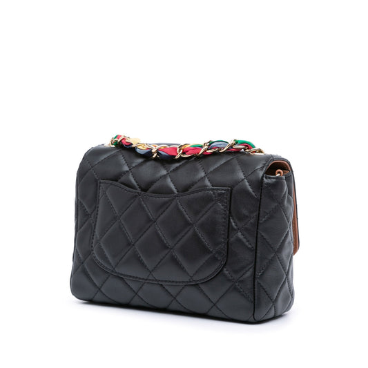 Black Chanel Small Quilted Lambskin Ribbon Flap Crossbody Bag