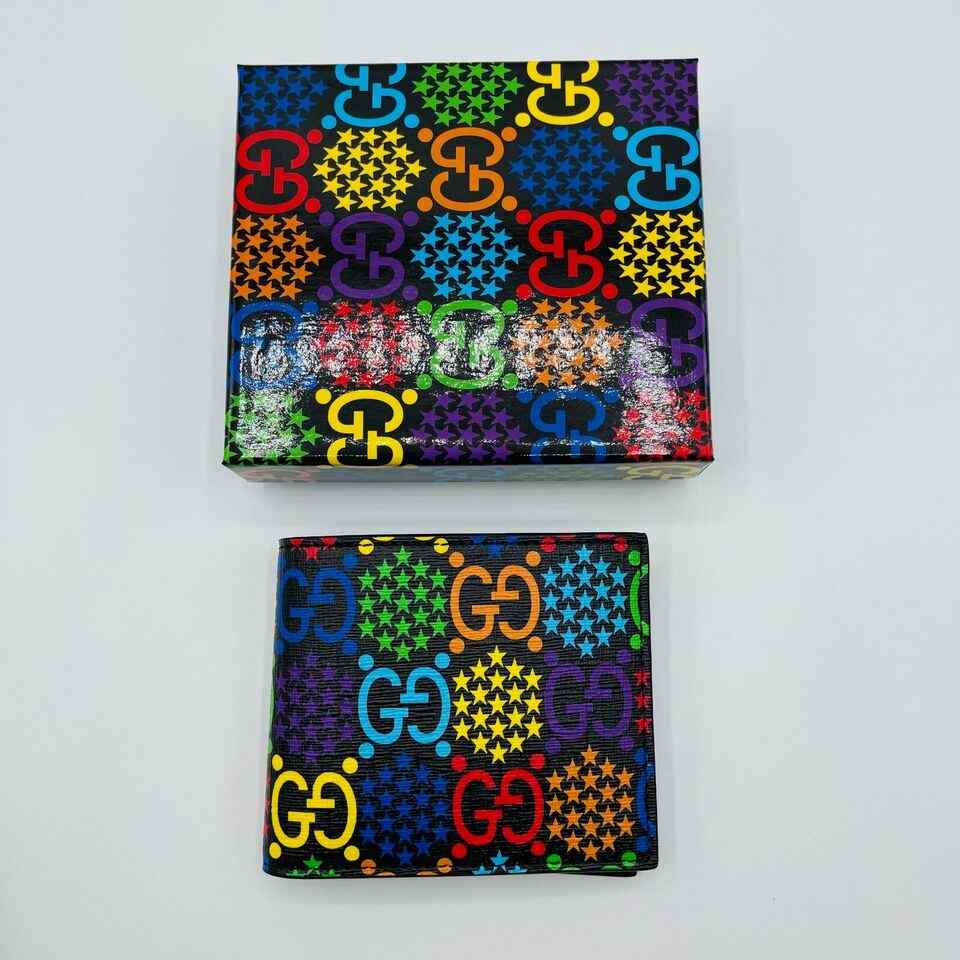 Gucci Unisex Black/Rainbow GG Supreme Psychedelic Bi-fold Wallet