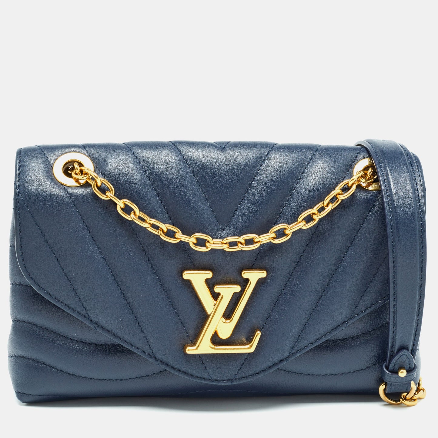 Louis Vuitton Navy Leather New Wave Chain Mm Bag