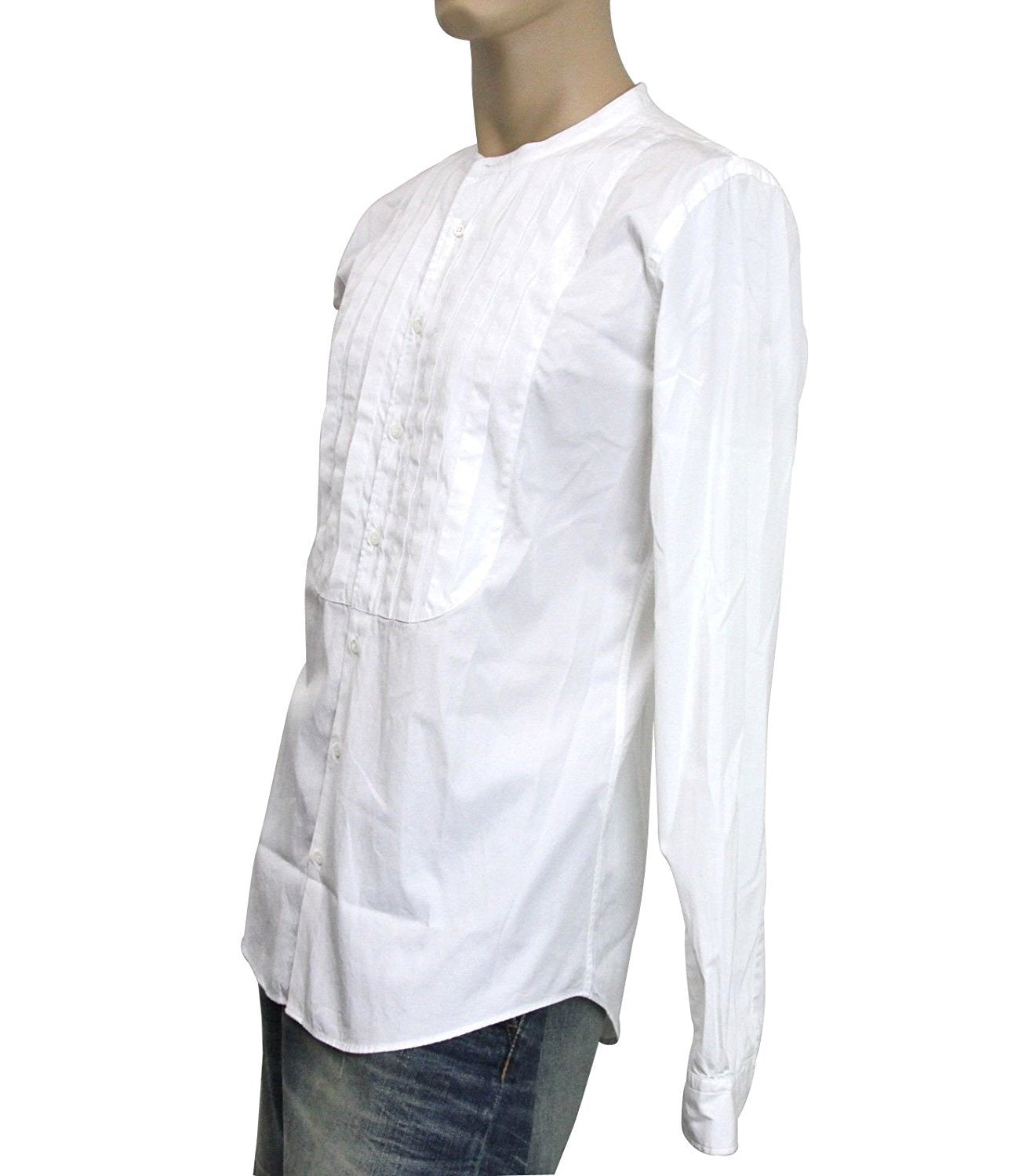 Gucci Men's White Cotton Banded Skinny Shirt