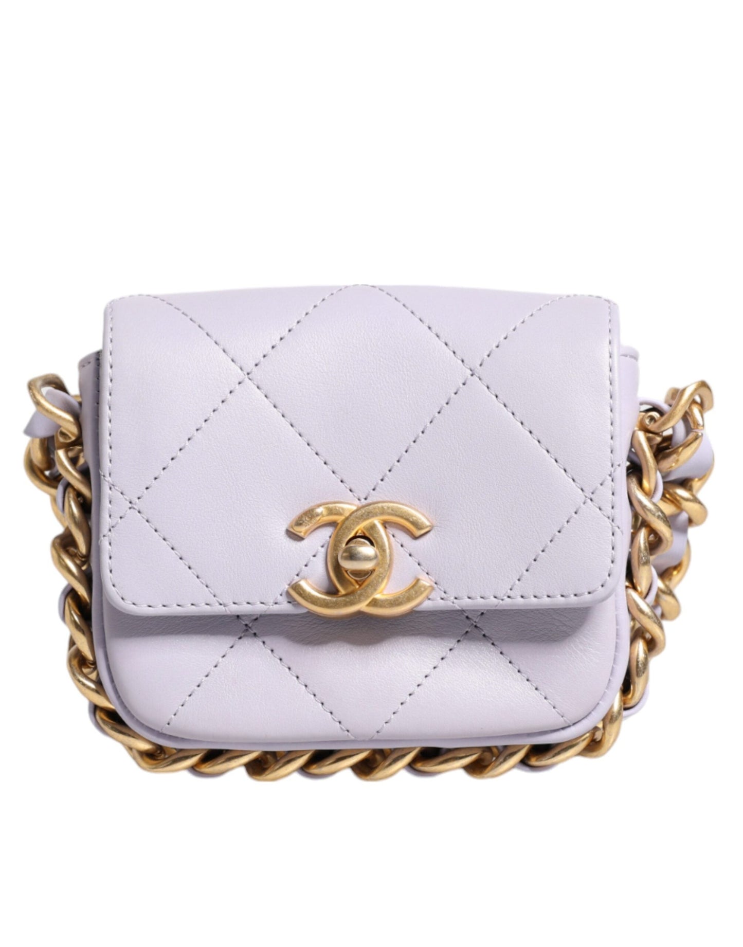 Chanel Blue Quilted Calfskin Framing Chain Flap Mini crossbody Women's Bag