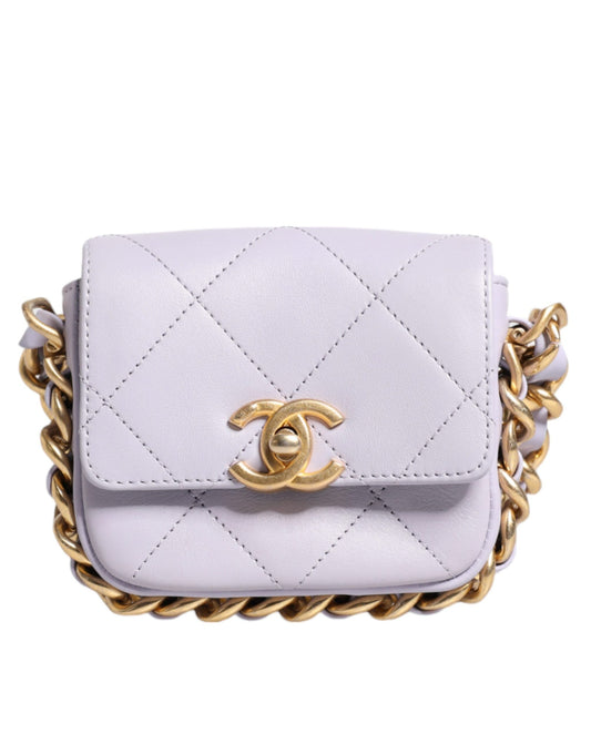 Chanel Blue Quilted Calfskin Framing Chain Flap Mini crossbody Women's Bag