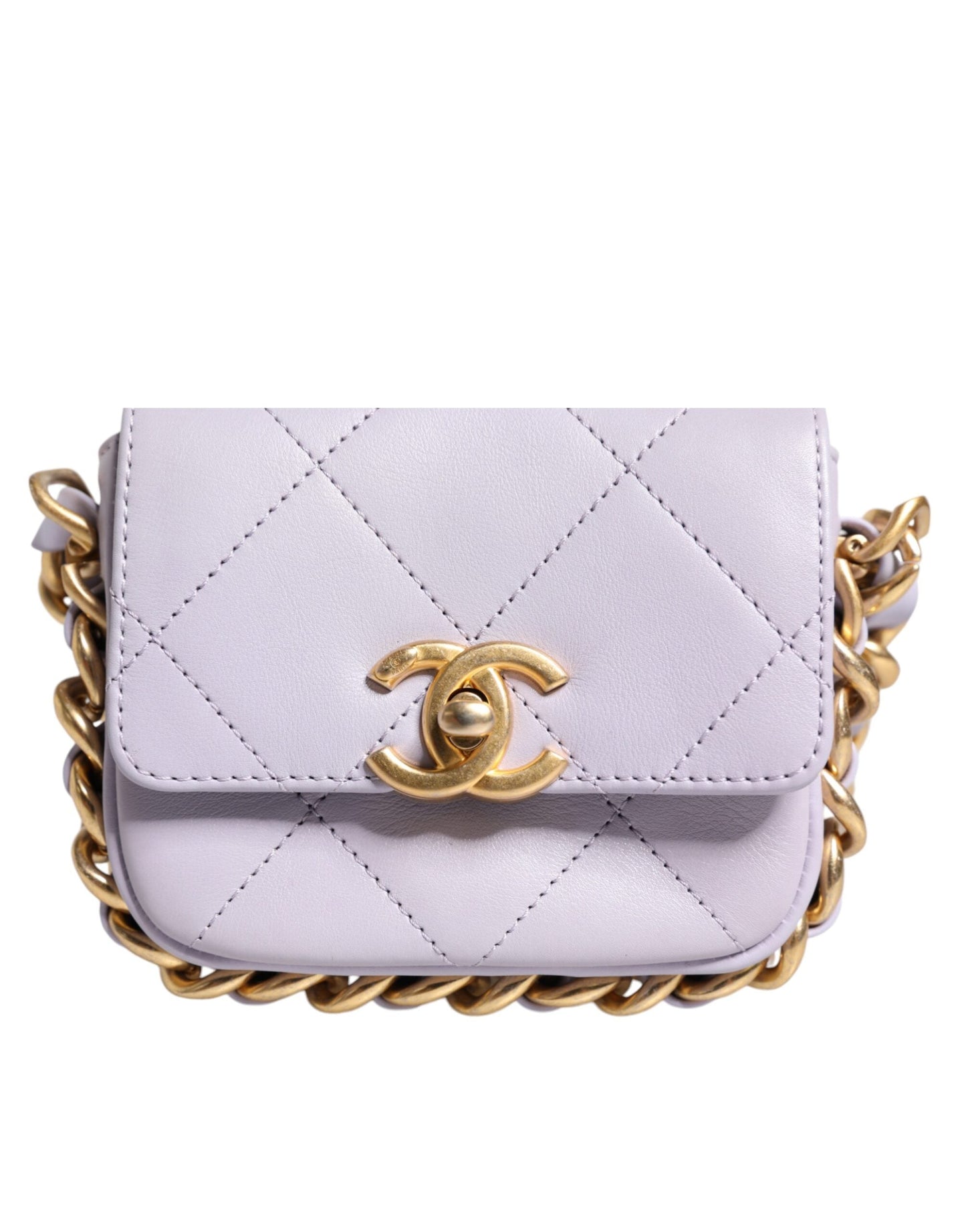 Chanel Blue Quilted Calfskin Framing Chain Flap Mini crossbody Women's Bag