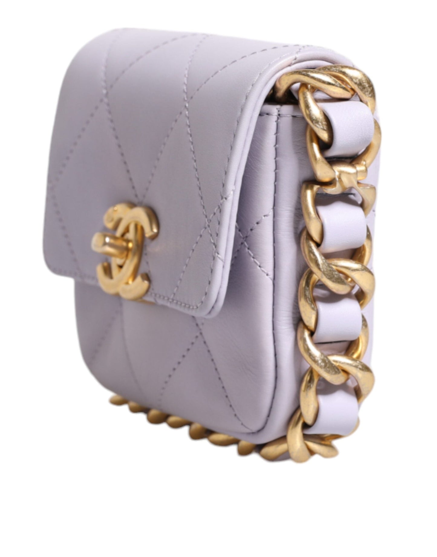 Chanel Blue Quilted Calfskin Framing Chain Flap Mini crossbody Women's Bag